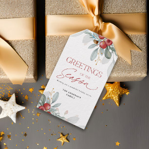 Modern Elegant Holiday Greenery Christmas Gift Tags