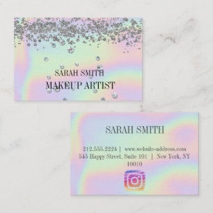 Modern elegant holographic, diamonds business card
