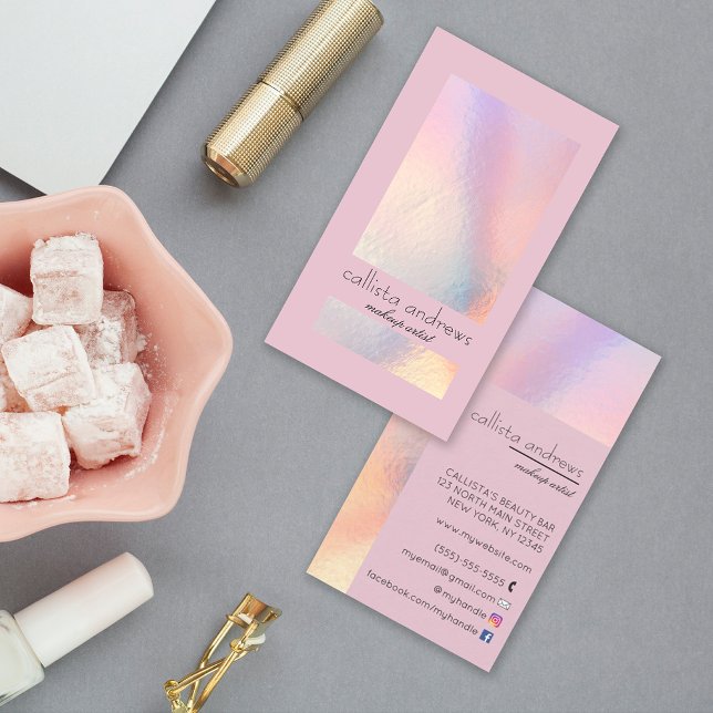 Modern Elegant Holographic Iridescent Colour Block Business Card (Creator Uploaded)