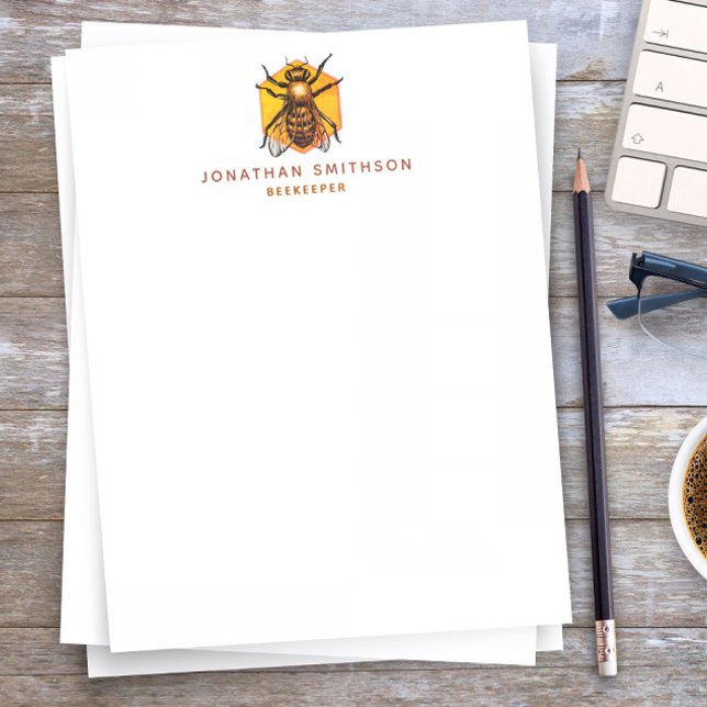  Modern & Elegant Honey Bee Personalised Beekeeper Custom Letterhead (Creator Uploaded)