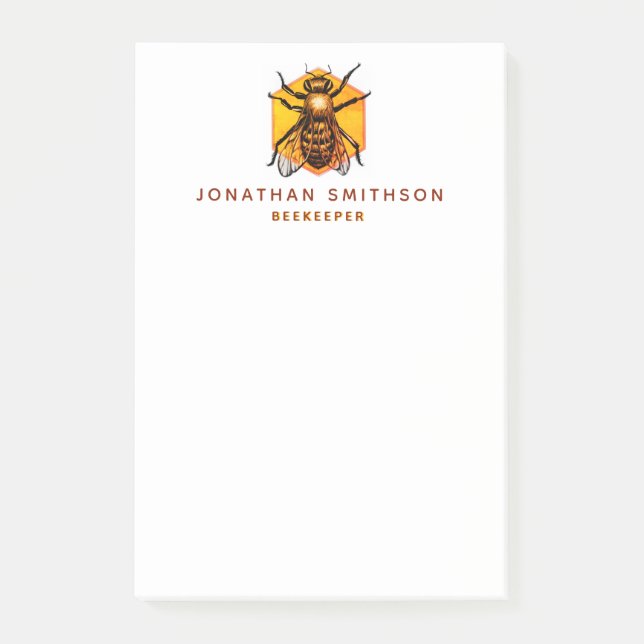  Modern & Elegant Honey Bee Personalised Beekeeper Post-it Notes (Front)
