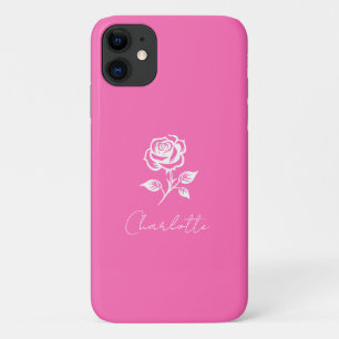Modern Elegant Hot Pink And Rose Custom Name iPhone 11 Case