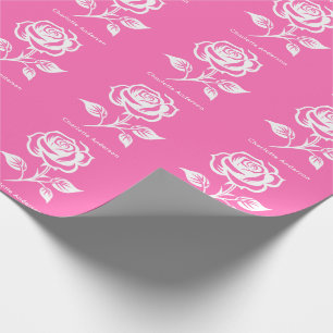 Modern Elegant Hot Pink And Rose Custom Name Wrapping Paper