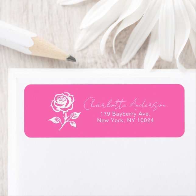 Modern Elegant Hot Pink And Rose Return Address (Insitu)