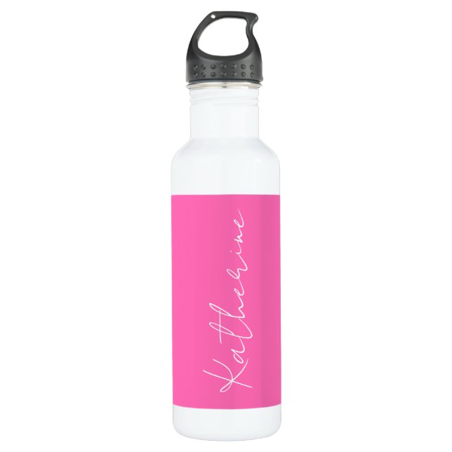 Modern Elegant Hot Pink  Custom Name 710 Ml Water Bottle (Front)