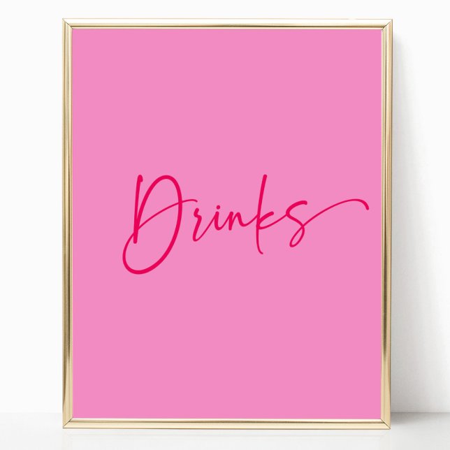 Modern Elegant Hot Pink Drinks Party Sign (Creator Uploaded)
