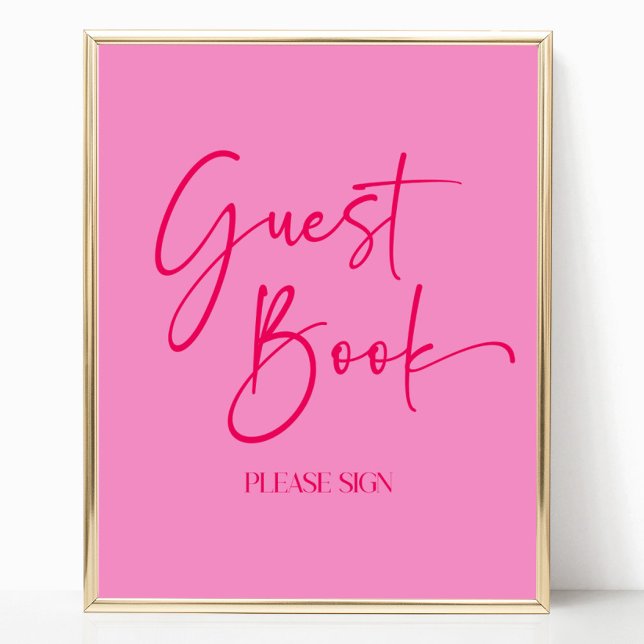 Modern Elegant Hot Pink Guest Book Party Sign (Creator Uploaded)
