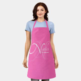 Modern Elegant hot pink Monogram Nail Artist Apron