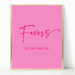 Modern Elegant Hot Pink Party Favours Sign