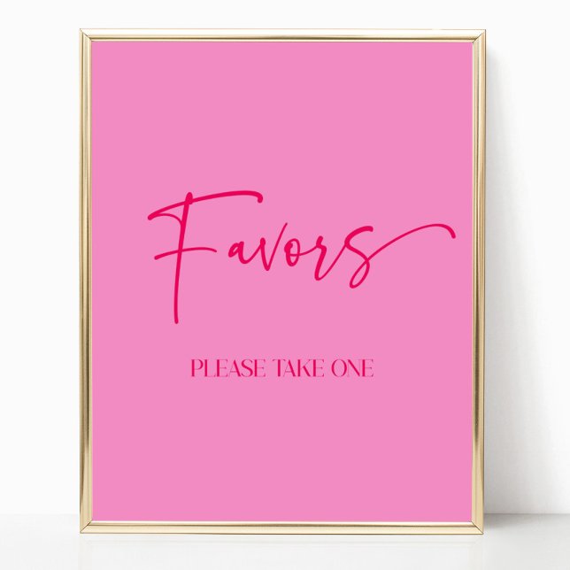 Modern Elegant Hot Pink Party Favours Sign (Creator Uploaded)
