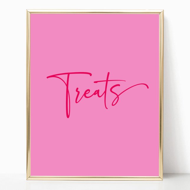 Modern Elegant Hot Pink Treats Table Party Sign (Creator Uploaded)