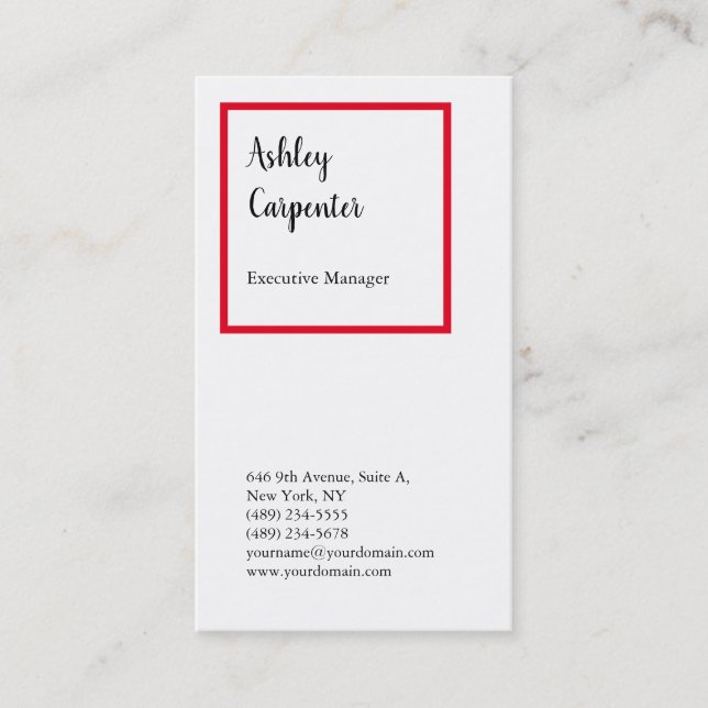 Modern elegant impressive red white professional business card (Front)