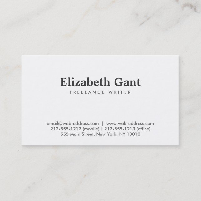 MODERN & ELEGANT in WHITE No. 2 Business Card (Front)
