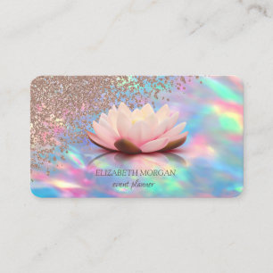 Modern Elegant Iridescent Opal Diamonds Lotus Business Card