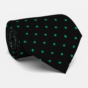 Modern Elegant Irish Shamrock Green Clover Black Tie