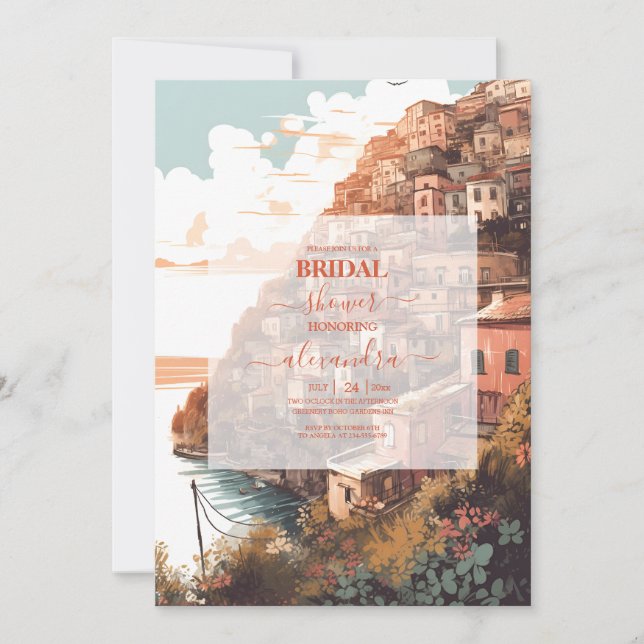 Modern Elegant Italy Destination Bridal Shower Invitation (Front)