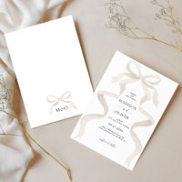 Modern Elegant Ivory Beige Bow Monogram Wedding