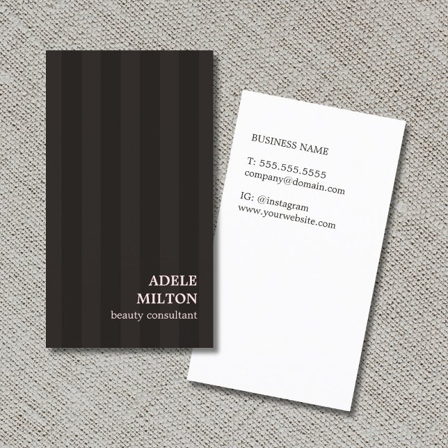 Modern Elegant Ivory Black Stripes Rose Beauty Business Card (Creator Uploaded)