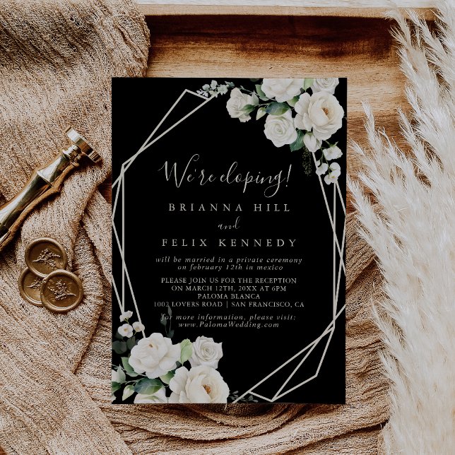 Modern Elegant Ivory Floral Elopement Reception Invitation (Creator Uploaded)