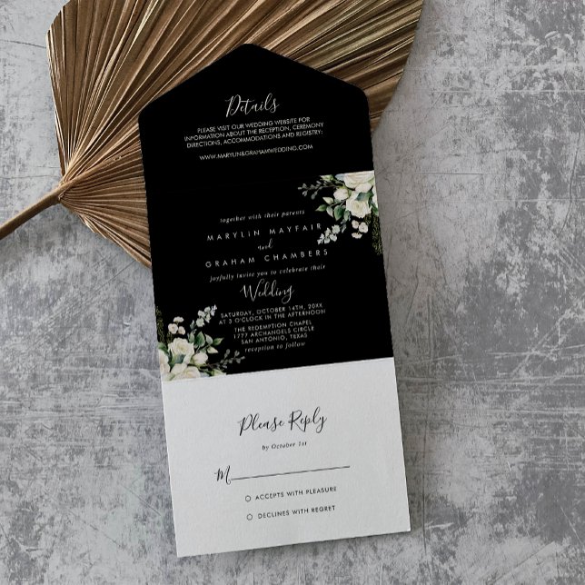  Modern Elegant Ivory Floral Wedding     All In One Invitation (Creator Uploaded)