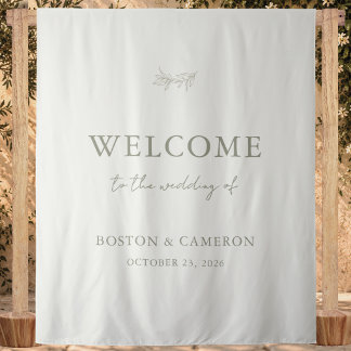 Modern Elegant Ivory Minimalist Wedding Welcome Tapestry