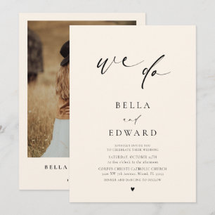 Modern Elegant Ivory Photo Wedding Invitation