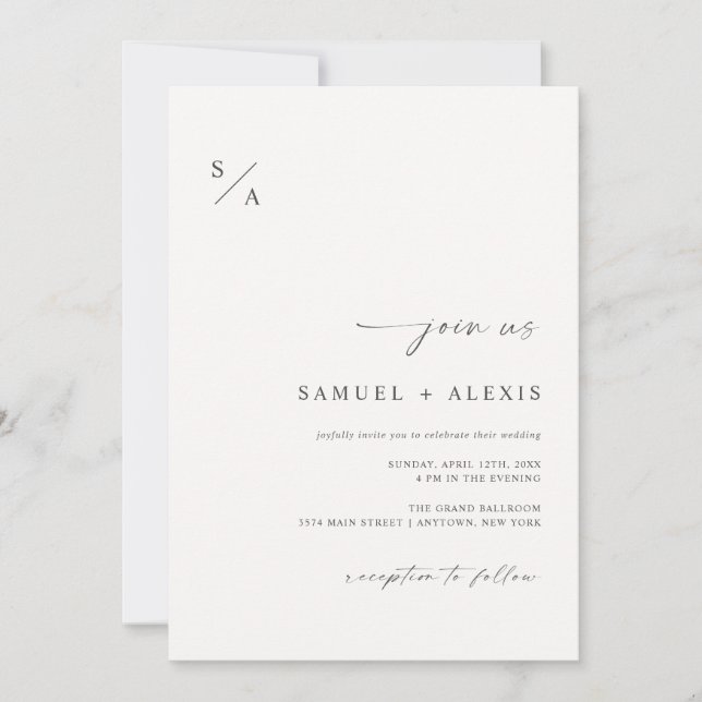 Modern Elegant Ivory Simple Minimalist Wedding Invitation (Front)