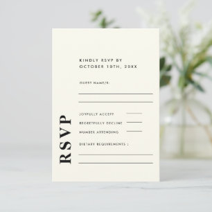 Modern Elegant Ivory Wedding Delicate RSVP Card