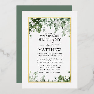 Modern Elegant Ivy Ferns Sage Green Wedding Gold
