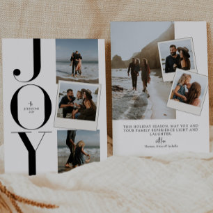 Modern Elegant Joy Snapshot Photo Collage Holiday Card