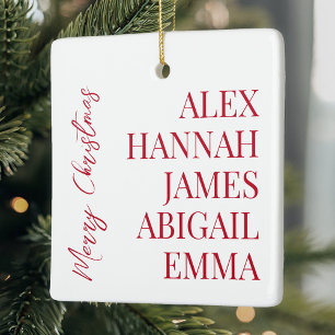 Modern Elegant Kids Names Personalised Family Ceramic Ornament