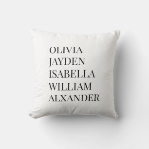 Modern Elegant Kids Names Personalised Family Cushion
