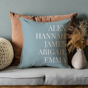 Modern Elegant Kids Names Personalised Family Cushion