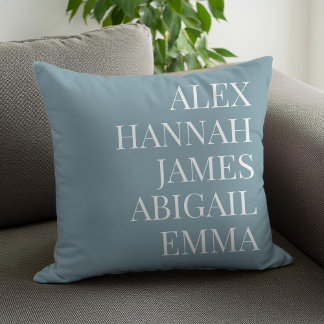 Modern Elegant Kids Names Personalised Family Cushion