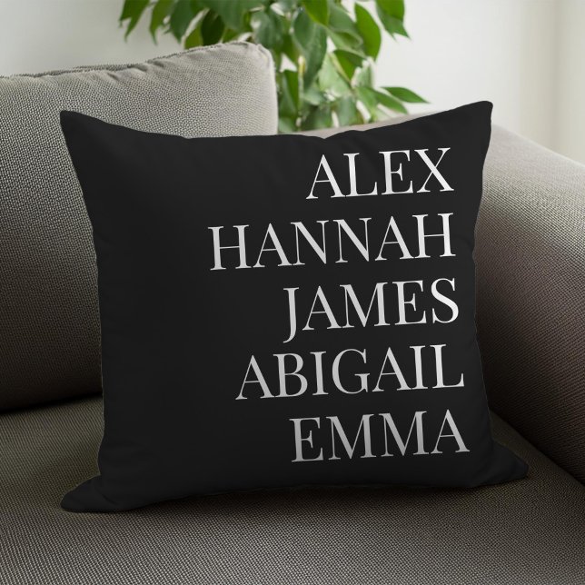 Modern Elegant Kids Names Personalised Family Cushion (Creator Uploaded)