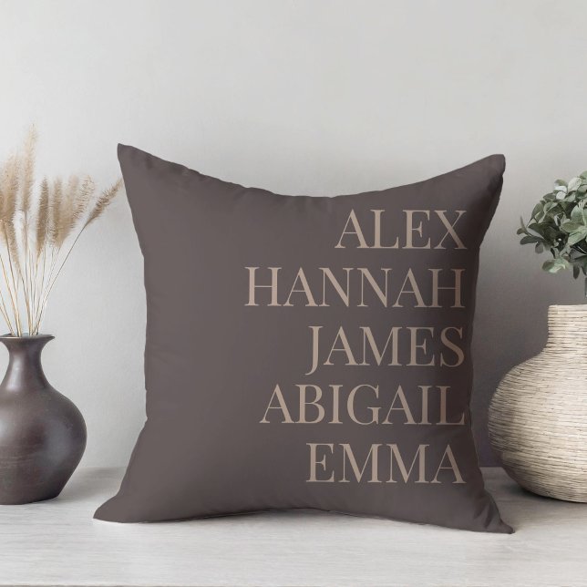 Modern Elegant Kids Names Personalised Family Cushion (Creator Uploaded)