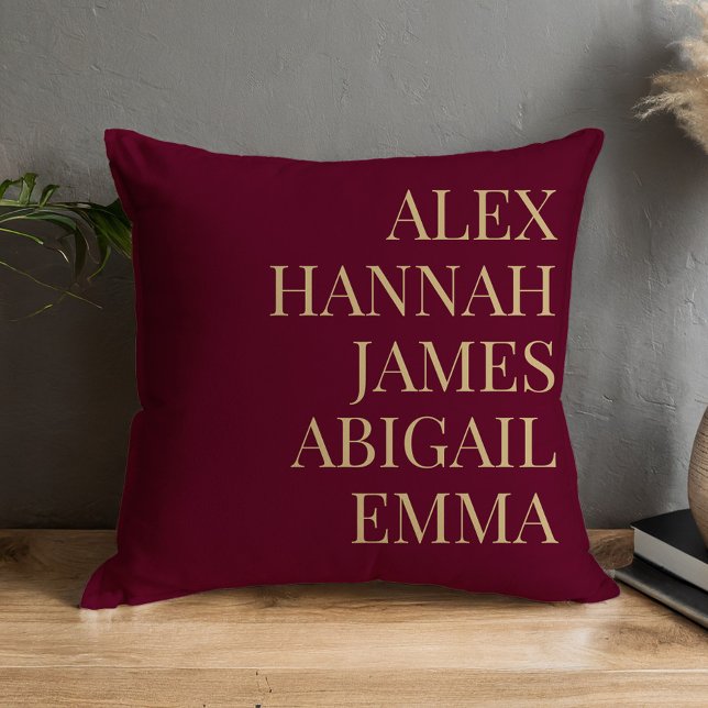 Modern Elegant Kids Names Personalised Family Cushion (Creator Uploaded)