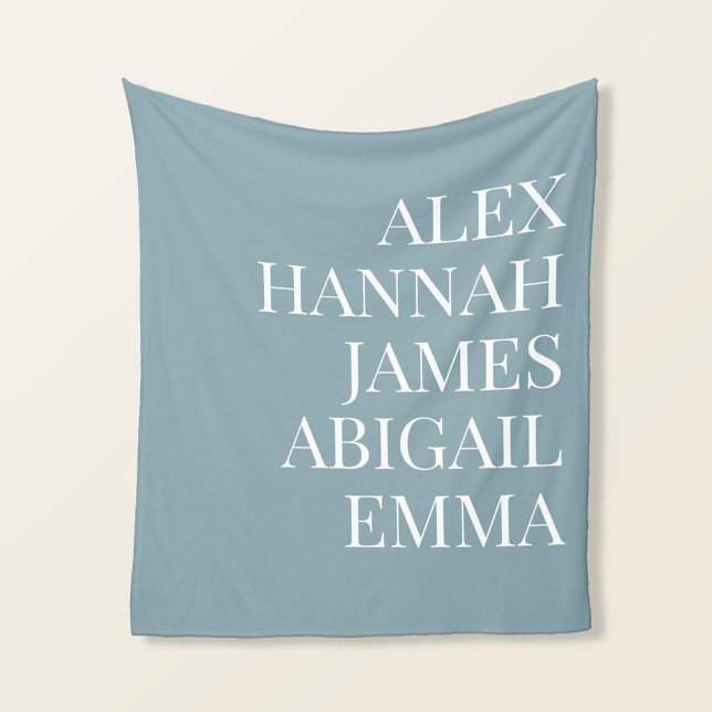Modern Elegant Kids Names Personalised Family Fleece Blanket (Creator Uploaded)