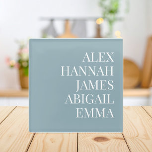 Modern Elegant Kids Names Personalised Family Glass Coaster