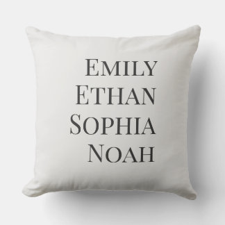 Modern Elegant Kids Names Personalised Family Thro Cushion