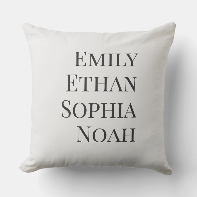 Modern Elegant Kids Names Personalised Family Thro Cushion (Front)
