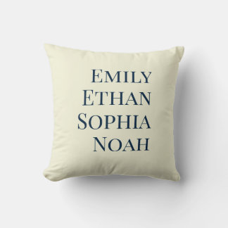 Modern Elegant Kids Names Personalised Family Thro Cushion