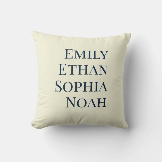 Modern Elegant Kids Names Personalised Family Thro Cushion (Front)