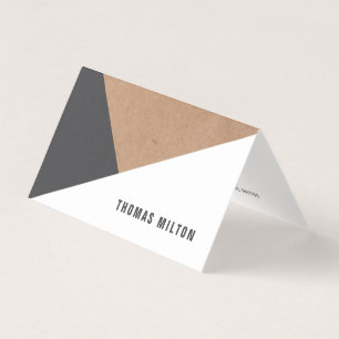 Modern Elegant Kraft Grey White Geometric Business Card