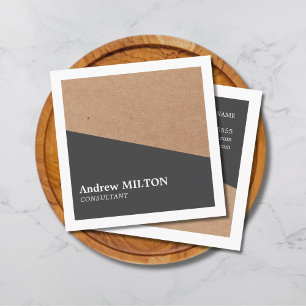 Modern Elegant Kraft Grey White Geometric Square Business Card