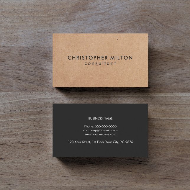 Modern Elegant Kraft Paper Black Consultant Business Card (Creator Uploaded)