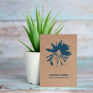 Modern Elegant Kraft Paper Blue Floral Patterned Business Card
