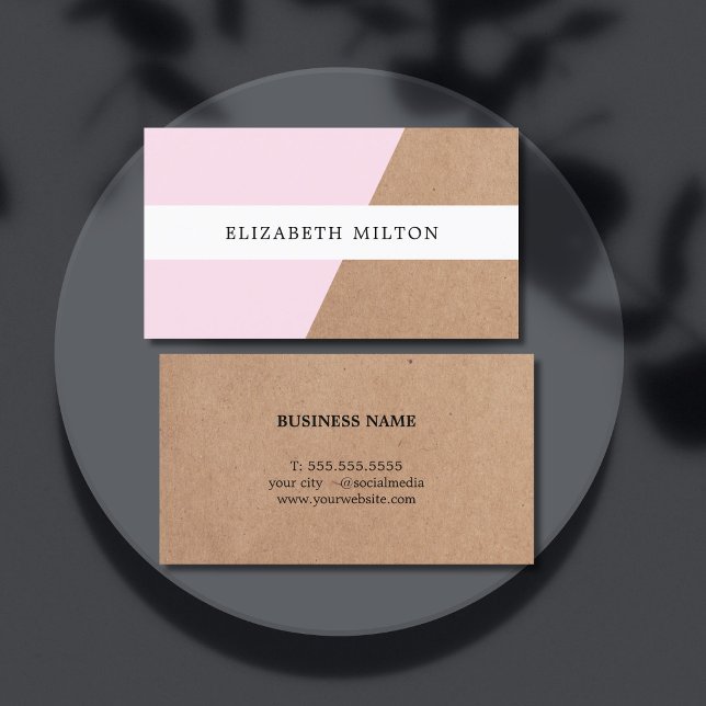 Modern Elegant Kraft Paper Rose White Geometric Business Card (Creator Uploaded)