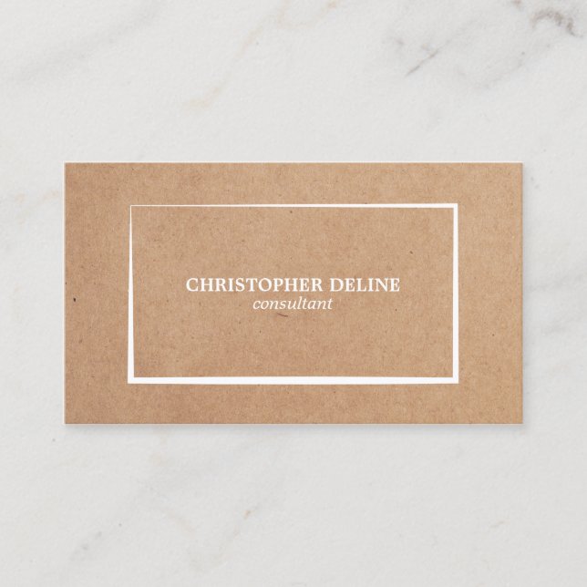 Modern Elegant Kraft Paper White Consultant Business Card (Front)