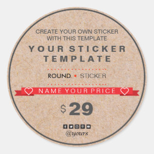 Modern Elegant Kraft Promotional Marketing Price Classic Round Sticker